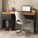 Ver imagem 2 de Escrivaninha Mesa Escritório Retrô com 2 Gavetas Sky para Home Office