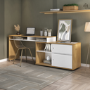 Ver imagem 1 de Escrivaninha Mesa Escritório em L ou Reta Flex 107cm Olmo e Branco Bege Artany