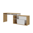 Ver imagem 3 de Escrivaninha Mesa Escritório em L ou Reta Flex 107cm Olmo e Branco Bege Artany