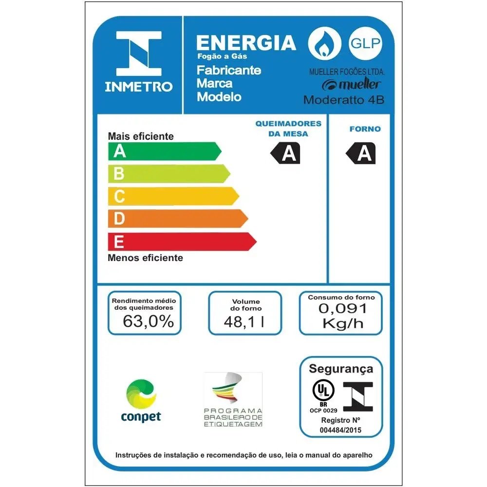 Fogão Mueller 4 Bocas Mfi4ba Acendimento Manual Preto Fosco Bivolt - 4
