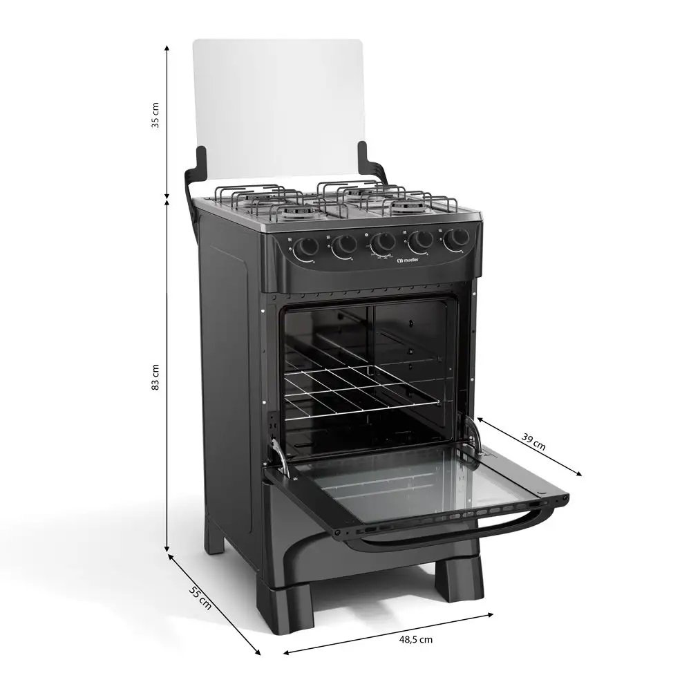 Fogão Mueller 4 Bocas Mfi4ba Acendimento Manual Preto Fosco Bivolt - 2