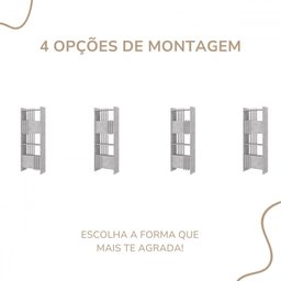 Estante para Livros Arbos 2 Portas 6 Prateleiras Ripado Concreto - Artany - 5