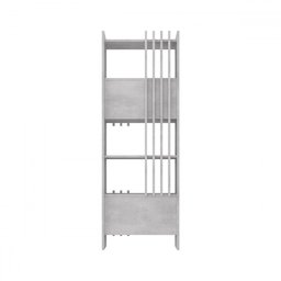 Estante para Livros Arbos 2 Portas 6 Prateleiras Ripado Concreto - Artany - 2