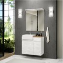 Ver imagem 1 de Gabinete para Banheiro com LED, Cuba e Espelheira 80cm Cora Branco/Cristal/Amêndoa