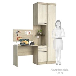 Guarda Roupa Modulado 3 Portas 1 Gaveta com Escrivaninha e Painel Master Luciane Móveis - 6