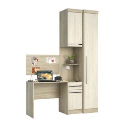 Guarda Roupa Modulado 3 Portas 1 Gaveta com Escrivaninha e Painel Master Luciane Móveis - 3