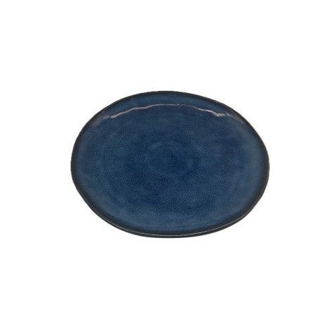 Prato Raso em Porecelana Azul com Detalhe Preto