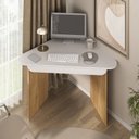 Ver imagem 1 de Escrivaninha Mesa Escritório de Canto com Gaveta Trend para Home Office 126,5cm Olmo e Branco Artany