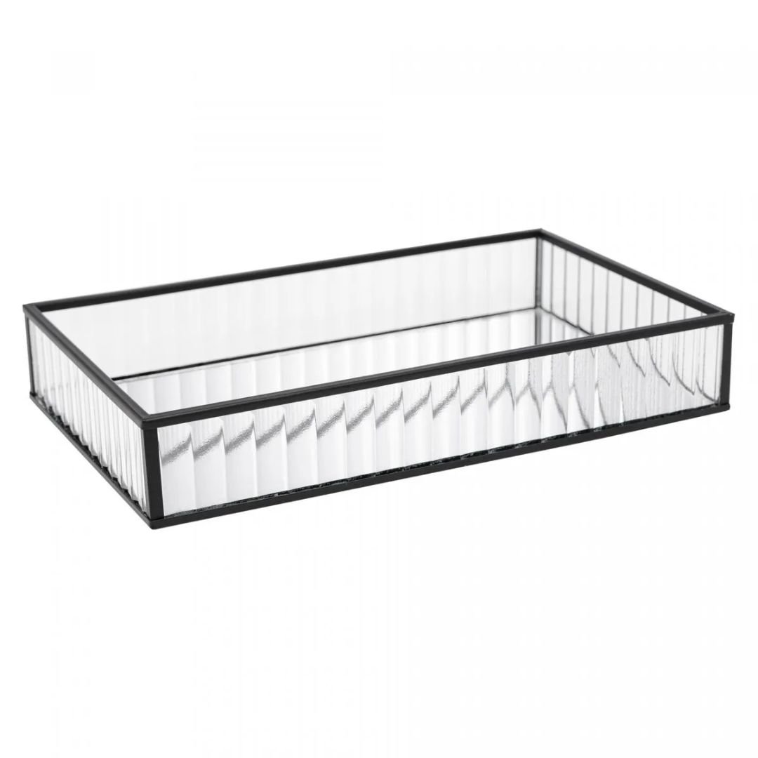 Bandeja de Metal com Espelho Preta 20cm X 30cm X 4cm - Lyor - 1