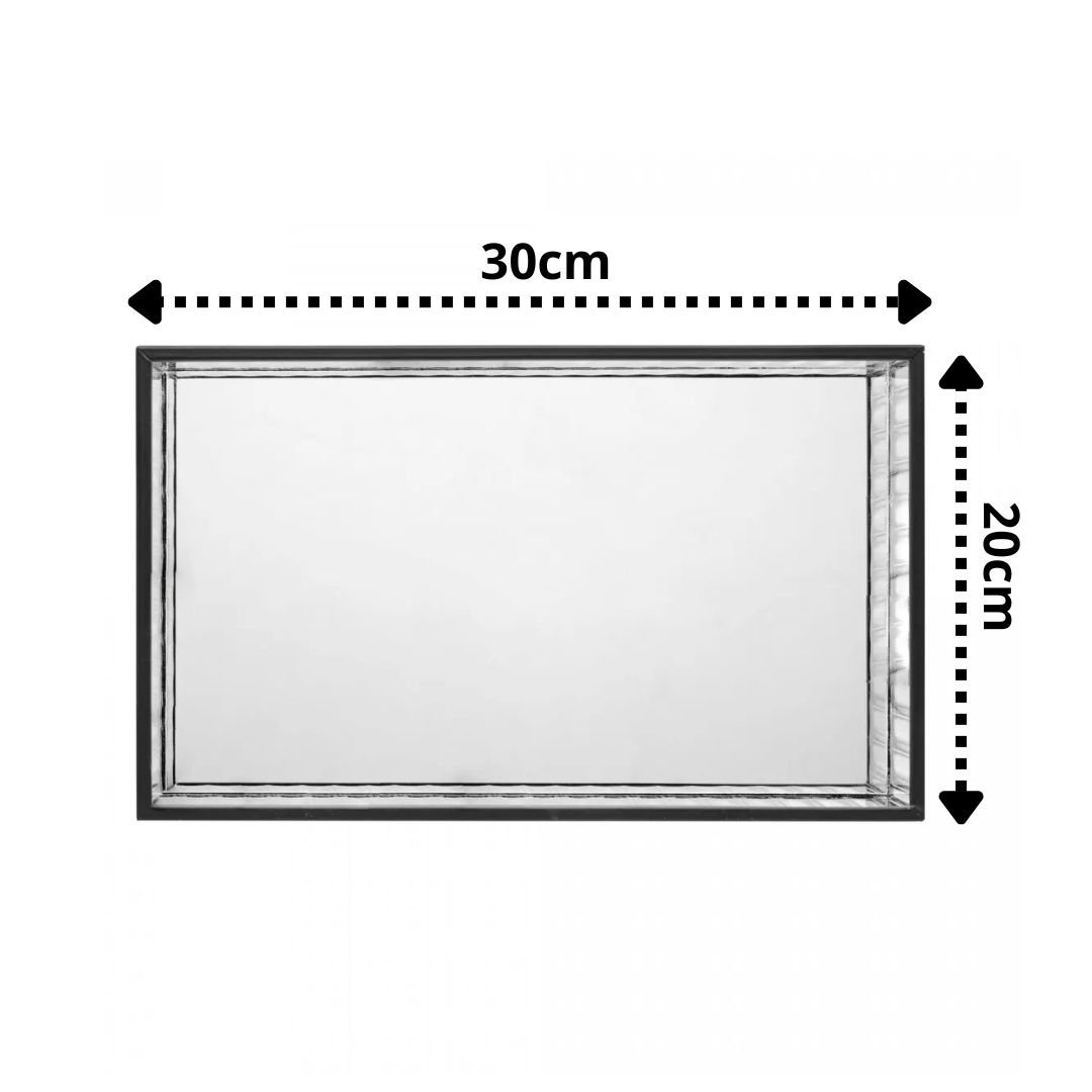 Bandeja de Metal com Espelho Preta 20cm X 30cm X 4cm - Lyor - 3