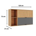 Ver imagem 2 de Armário Cozinha Aéreo 2 Portas MDF Basculante Cinza e Freijó Telasul