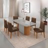 Mesa de Jantar Aspen 180cm Tampo Mdf Vidro Canto Copo com 6 Cadeiras Eloise Moderna Mobília - 1