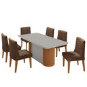 Ver imagem 2 de Mesa de Jantar Aspen 180cm Tampo Mdf Vidro Canto Copo com 6 Cadeiras Eloise Moderna Mobília