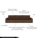 Ver imagem 4 de Sofá Retrátil 4 Lugares 284cm 3 Módulos Nero com Usb Couro Manchado G52 - Gran Belo