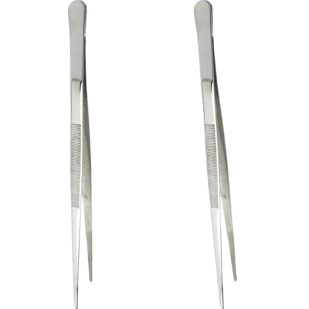 Kit 2 Pinças Culinárias 30cm Inox Lyor Cozinha Profissional Serrilha Reta Pegador Alimentos - 2