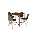 Ver imagem 2 de Mesa Jantar Industrial Base Cobre V 90cm Quadrada Amêndoa C/ 4 Cadeiras Cobre Eames Estofadas Verdes