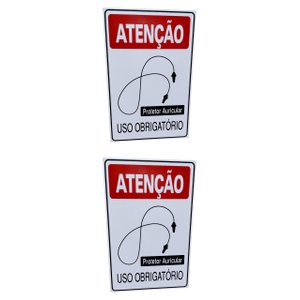 Kit 2 Placa de Sinalização Protetor Auricular Obrigatorio