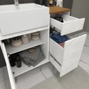 Ver imagem 2 de Gabinete para Banheiro 80 cm Cora 75,5x46x80,1cm Branco/Cristal/Amêndoa