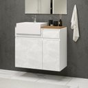 Ver imagem 1 de Gabinete para Banheiro 80 cm Cora 75,5x46x80,1cm Branco/Cristal/Amêndoa