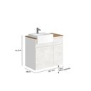 Ver imagem 4 de Gabinete para Banheiro 80 cm Cora 75,5x46x80,1cm Branco/Cristal/Amêndoa