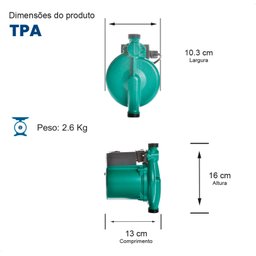 Bomba Monoestágio Tpa 15-9-160 Monofásico Motor Thebe 120w 220v - 2