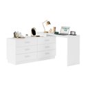 Ver imagem 3 de Escrivaninha Mesa Escritório em L com Cômoda Leonie 6 Gavetas 138 cm Yescasa Branco