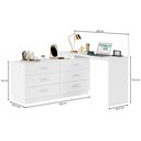 Ver imagem 4 de Escrivaninha Mesa Escritório em L com 6 Gavetas Cômoda Leonie Yescasa