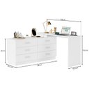 Ver imagem 5 de Escrivaninha Mesa Escritório em L com Cômoda Leonie 6 Gavetas 138 cm Yescasa Branco