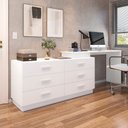 Ver mais imagens de Escrivaninha Mesa Escritório em L com Cômoda Leonie 6 Gavetas 138cm Yescasa Branco