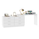Ver imagem 3 de Escrivaninha Mesa Escritório em L com Cômoda Leonie 6 Gavetas 138cm Yescasa Branco