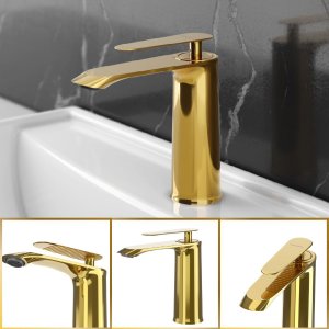 Torneira de Banheiro Moscou Dourada Quente e Frio Goldenx