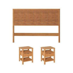 Conjunto Cabeceira Casal com 2 Mesas de Cabeceira Oiti Cabecasa Madeiramadeira - 2