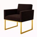 Ver imagem 3 de 1 Poltrona para Recepção Lina com Base de Ferro Dourado Resistente Marrom