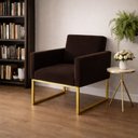 Ver imagem 2 de 1 Poltrona para Recepção Lina com Base de Ferro Dourado Resistente Marrom