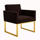 Ver imagem 4 de 1 Poltrona para Recepção Lina com Base de Ferro Dourado Resistente Marrom