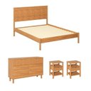 Ver imagem 2 de Conjunto Cama Casal com 2 Mesas de Cabeceira e Cômoda Oiti CabeCasa MadeiraOriginals Marrom