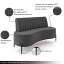 Ver imagem 5 de Sofá Living Decorativo 2 Lugares 1,35m Katara Pés de Ferro Veludo Grafite G33 - Gran Belo