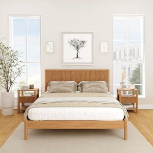 Conjunto Cama Queen com 2 Mesas de Cabeceira Oiti CabeCasa MadeiraOriginals