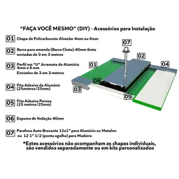 CHAPA DE POLICARBONATO ALVEOLAR BRANCO LEITOSO 2,10X2,00X6MM - 3