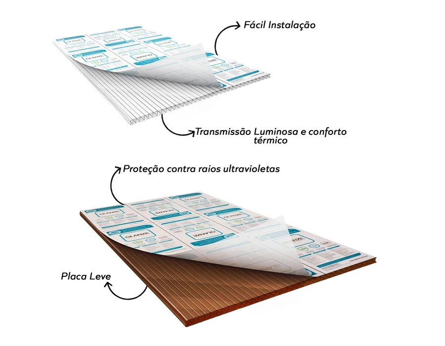 CHAPA DE POLICARBONATO ALVEOLAR BRANCO LEITOSO 2,10X2,00X6MM - 2