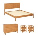 Ver imagem 2 de Conjunto Cama Queen com 2 Mesas de Cabeceira e Cômoda Oiti CabeCasa MadeiraOriginals Marrom