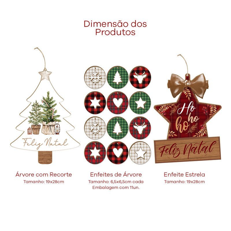 Kit de Natal Enfeites de Árvore e Frases para Porta - 3