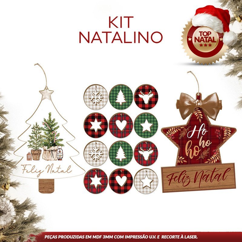 Kit de Natal Enfeites de Árvore e Frases para Porta - 2