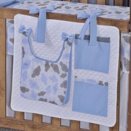 Enxoval de Bebe Kit de Berço Americano Cortina Algodão Menino Menina 8 Peças:nuvem Azul Claro - 5