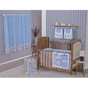 Enxoval de Bebe Kit de Berço Americano Cortina Algodão Menino Menina 8 Peças:nuvem Azul Claro
