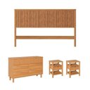 Ver imagem 2 de Conjunto Cabeceira Queen com 2 Mesas de Cabeceira e Cômoda Oiti CabeCasa MadeiraOriginals Marrom