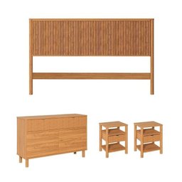 Conjunto Cabeceira Queen com 2 Mesas de Cabeceira e Cômoda Oiti Cabecasa madeiramadeira - 2