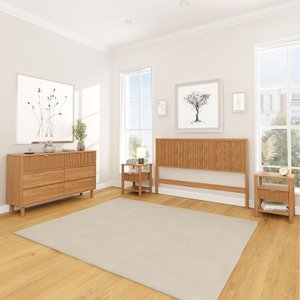Conjunto Cabeceira Queen com 2 Mesas de Cabeceira e Cômoda Oiti Cabecasa madeiramadeira