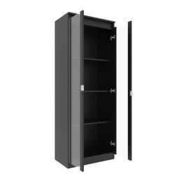 Armário para Escritório Alto 2 Portas de Vidro 4 Prateleiras MDP Preto Linha ME - 5 Armário para Escritório Alto 2 Portas de Vidro 4 Prateleiras MDP Preto Linha ME - 5