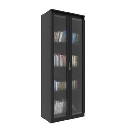 Armário para Escritório Alto 2 Portas de Vidro 4 Prateleiras MDP Preto Linha ME - 2 Armário para Escritório Alto 2 Portas de Vidro 4 Prateleiras MDP Preto Linha ME - 2